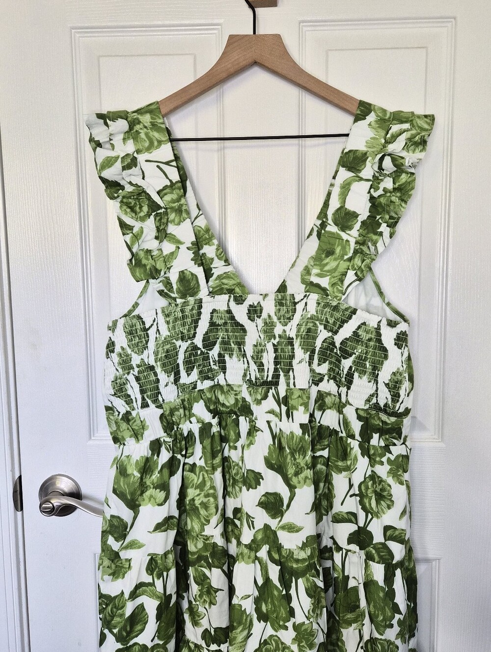Abercrombie & Fitch Floral Ruffle Mini Sundress Women's XL Green Cottagecore - Picture 6 of 13